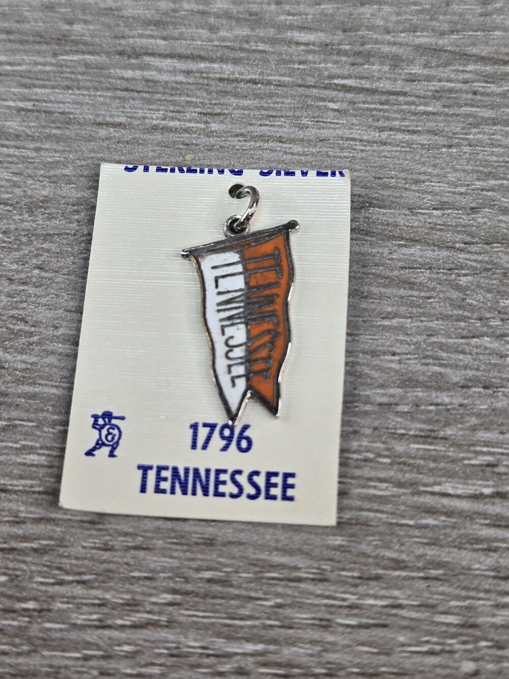 Vintage Sterling Silver Charm Tennessee State Banner NEW NOS